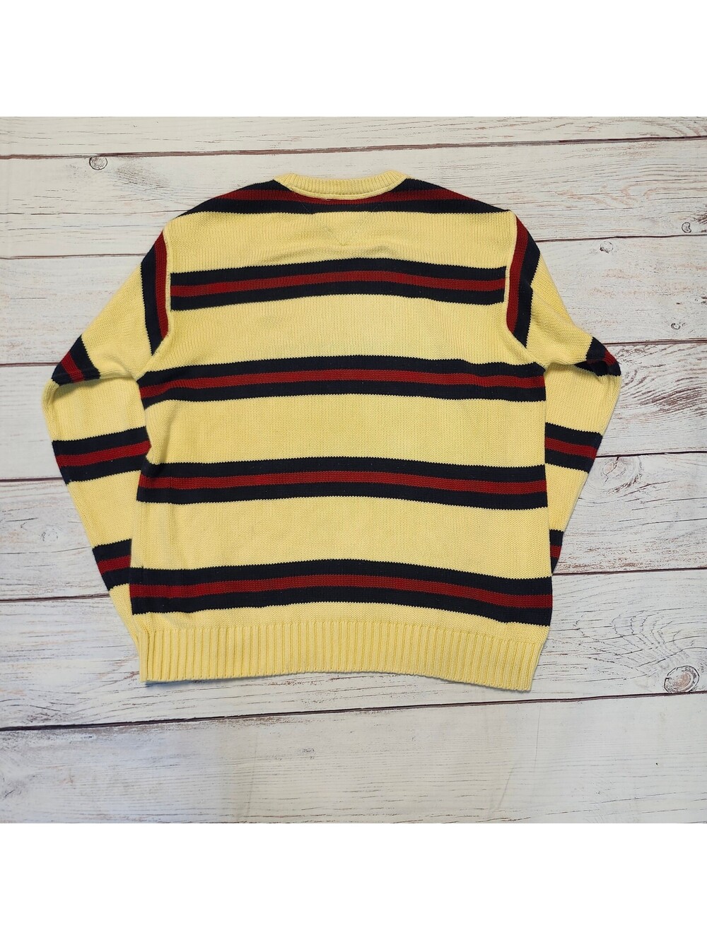 Tommy Hilfiger Yellow Striped Crewneck Sweater Mens Size Medium - Picture 9 of 9